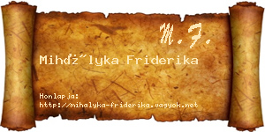 Mihályka Friderika névjegykártya